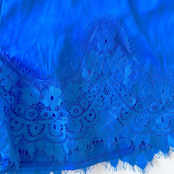 JCL Royal Blue Silky Lace Trim Shorts Pajama Set Sz M/L - Picture 8 of 12